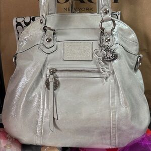 Coach Poppy Metallic Silver Shoulder Bag